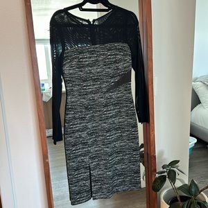 Vince Camuto size 6, Heather, gray and mesh black dress